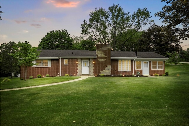 1509 Ingomar Heights Rd, Franklin Park, PA 15237 - ranch-style home featuring a chimney, a front lawn, and brick siding