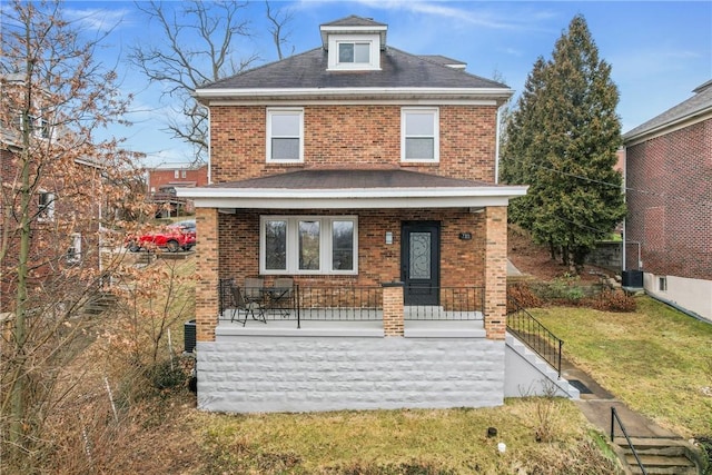210 E Willock, Brentwood, PA 15227 - american foursquare style home with covered porch, brick siding, and a front yard
