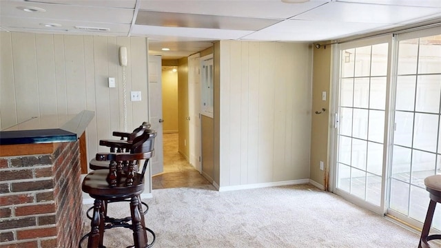 227 Ridge Ave, Forest Hills Boro, PA 15221 - carpeted dining room featuring baseboards and wooden walls