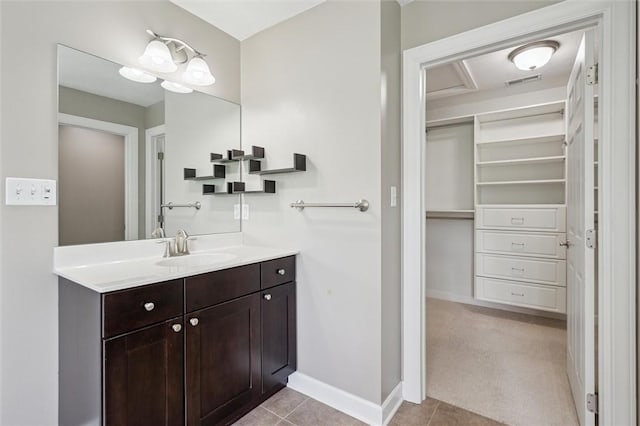 821 Westminster Ln, Cranberry Twp, PA 16066 - bathroom with vanity, baseboards, and tile patterned flooring