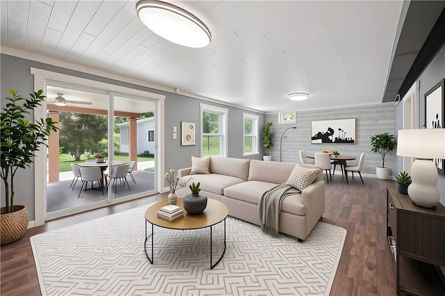 821 Westminster Ln, Cranberry Twp, PA 16066 - living room featuring wood finished floors and ceiling fan