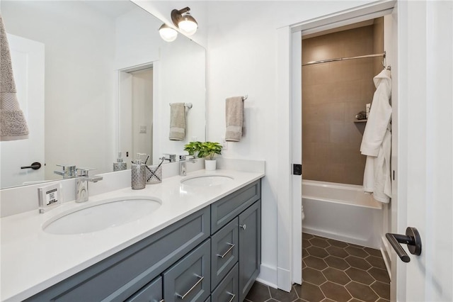 205 Rothaar Ct, Peters Twp, PA 15367 - bathroom featuring double vanity, shower / tub combination, and tile patterned flooring