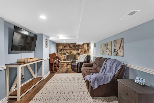 360 Orr Ave, Allegheny Twp, PA 15613 - living area with dark wood finished floors and recessed lighting