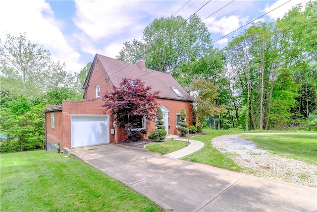 5125 Curry Rd, Baldwin Boro, PA 15236 - view of front of property with brick siding, a front lawn, concrete driveway, and a chimney