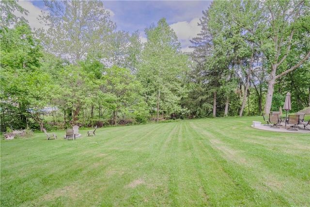 5125 Curry Rd, Baldwin Boro, PA 15236 - view of grassy yard featuring a patio, an outdoor fire pit, and view of scattered trees