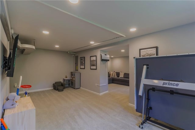 5125 Curry Rd, Baldwin Boro, PA 15236 - exercise area with carpet flooring, baseboards, recessed lighting, and a wall mounted AC