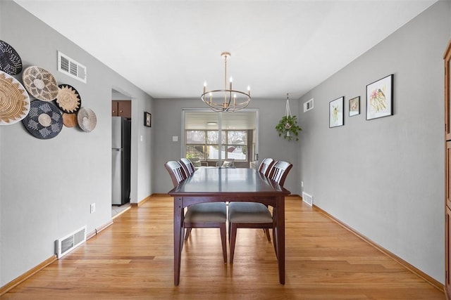 1111 Oriole Dr, Green Tree, PA 15220 - dining room featuring a chandelier, light wood-type flooring, and baseboards