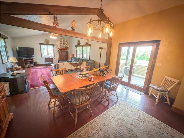 829 Saxonburg Rd, Jefferson Twp But, PA 16002 - dining area with dark wood finished floors, a chandelier, and ceiling fan