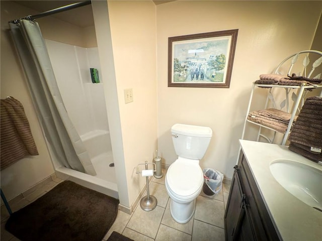 829 Saxonburg Rd, Jefferson Twp But, PA 16002 - bathroom with toilet, tile patterned flooring, a shower with shower curtain, and vanity
