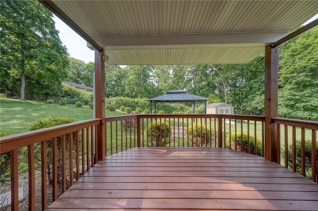 106 Richard Dr, Ross Twp, PA 15237 - wooden deck featuring a gazebo, a lawn, and view of scattered trees