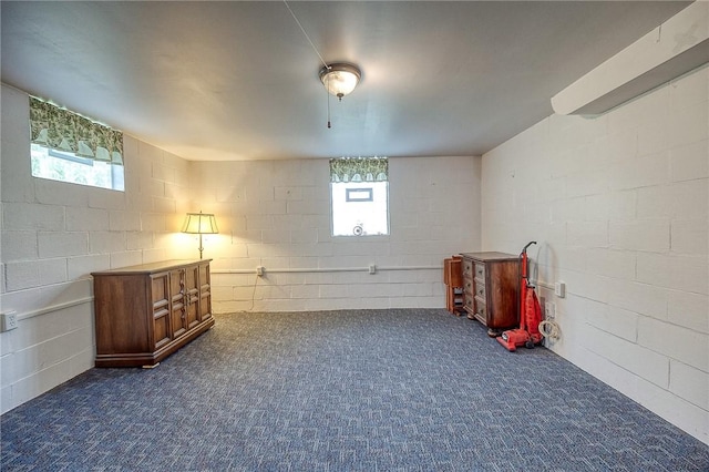 106 Richard Dr, Ross Twp, PA 15237 - empty room with dark colored carpet and concrete block wall