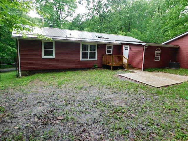 763 W Mountainview Rd, Bullskin Twp, PA 15610 - back of house with central AC, a patio area, and metal roof