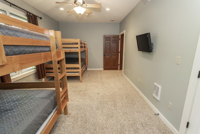 2226 County Line Rd, Donegal Wml, PA 15622 - bedroom featuring carpet floors, baseboards, recessed lighting, and a ceiling fan