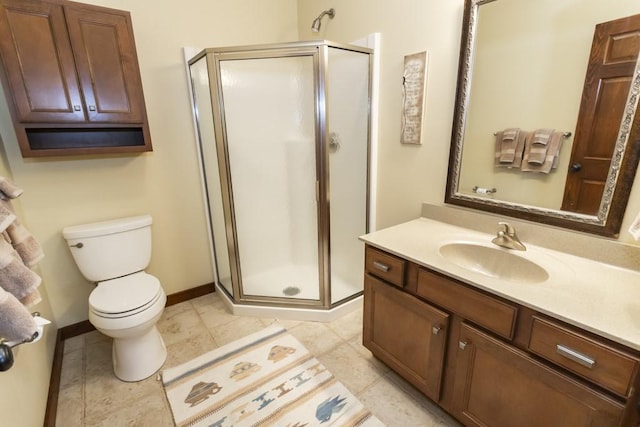 2226 County Line Rd, Donegal Wml, PA 15622 - full bath with vanity, a shower stall, toilet, and tile patterned flooring
