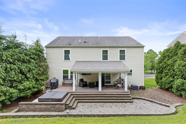 9264 Marshall, Cranberry Twp, PA 16066 - rear view of property with an outdoor living space, central AC, a deck, and a patio area