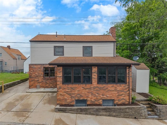 220 Cortina Way, Overbrook, PA 15234 - back of house with brick siding, a chimney, and a patio area