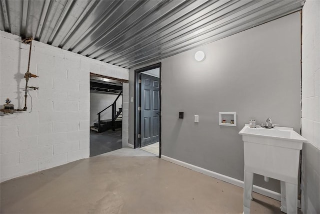 220 Cortina Way, Overbrook, PA 15234 - washroom with hookup for a washing machine and concrete block wall