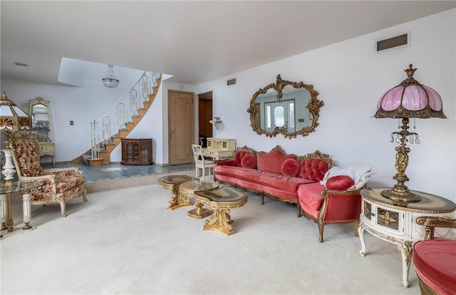 110 Ardennes Ct, Trafford, PA 15085 - carpeted living room with stairs