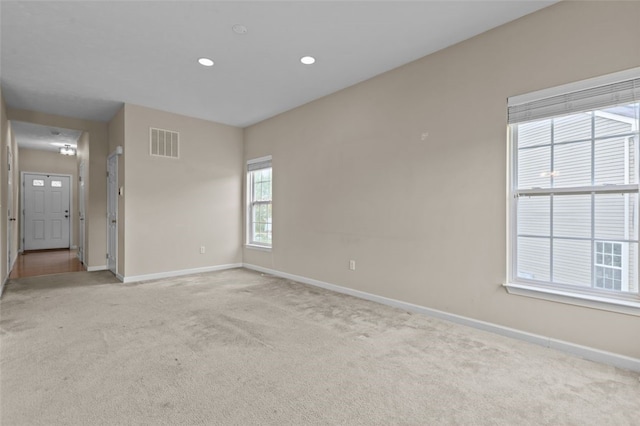 190 Southern Valley Ct, Adams Twp, PA 16046 - spare room featuring baseboards, light carpet, and recessed lighting