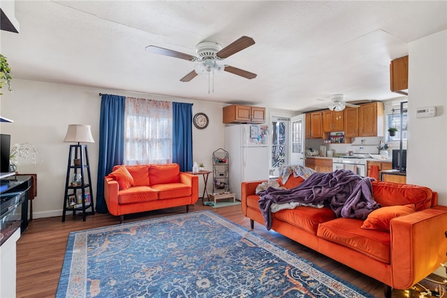 1194-1226 Lewis Ave, Robinson Twp Nwa, PA 15108 - living area featuring ceiling fan, healthy amount of natural light, and wood finished floors