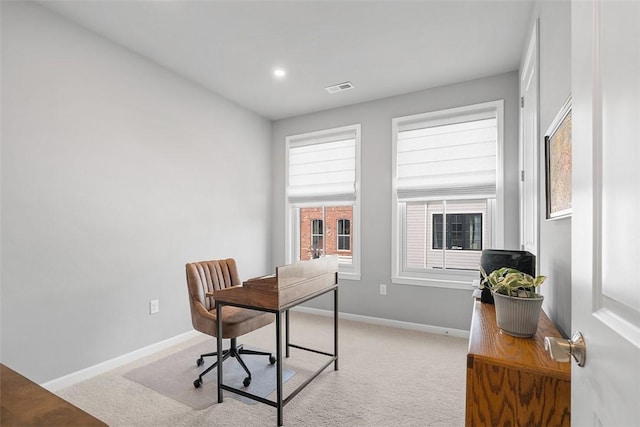 303 Tillary Ln Unit 201, Cranberry Twp, PA 16066 - home office with light colored carpet, baseboards, and recessed lighting
