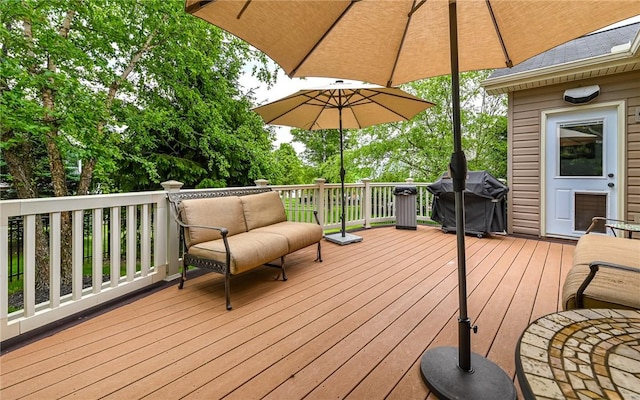 122 Brighton Ln, Adams Twp, PA 16046 - wooden deck featuring a grill