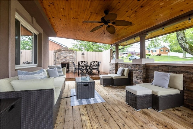 887 E Arcadia Dr, Mccandless, PA 15237 - deck with an outdoor hangout area, outdoor dining space, and ceiling fan