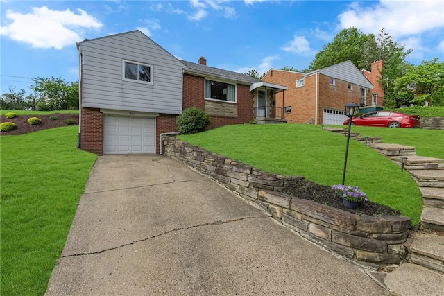 1520 Worcester Dr, Pittsburgh, PA 15243 - view of front facade with brick siding, concrete driveway, and a front lawn