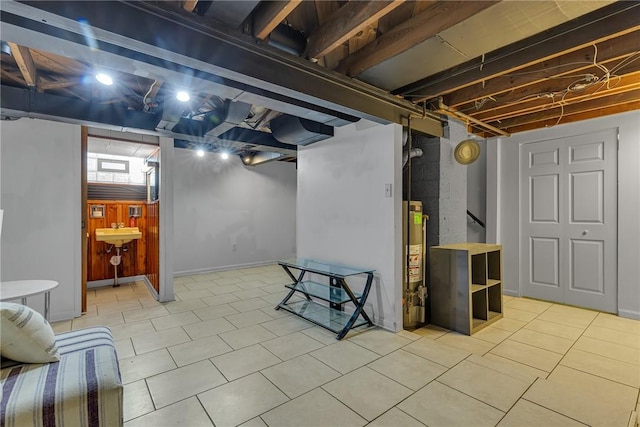1520 Worcester Dr, Pittsburgh, PA 15243 - basement featuring light tile patterned floors and gas water heater