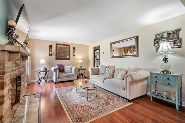 3500 Willett, Baldwin Boro, PA 15227 - living room with dark wood-type flooring and a fireplace