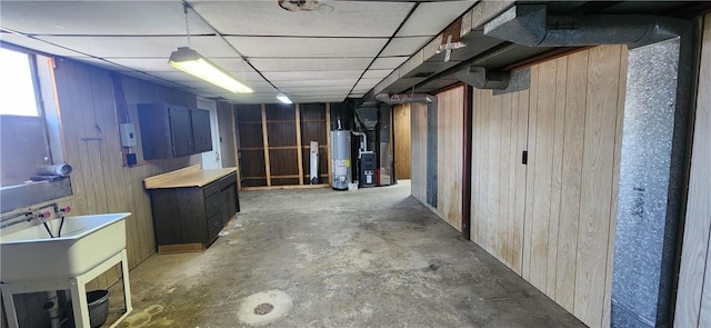 32 John Dr, Hanover Twp Wsh, PA 15021 - basement with water heater and wooden walls