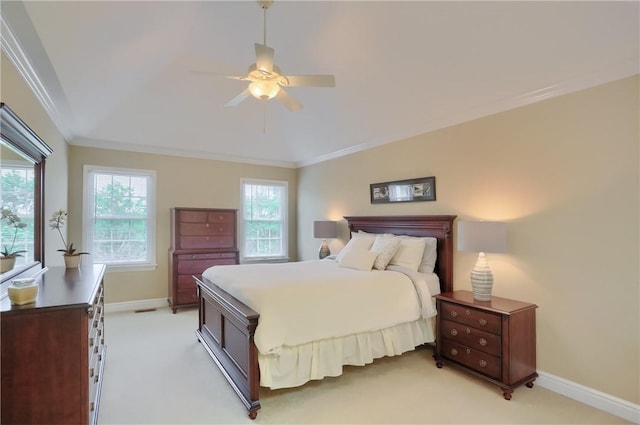 606 Adare Ct, Cranberry Twp, PA 16066 - bedroom with light carpet, ornamental molding, baseboards, and ceiling fan