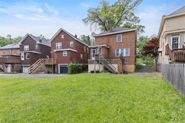 2847 Beechwood Blvd, Squirrel Hill, PA 15217 - back of house with stairs, an attached garage, driveway, and brick siding