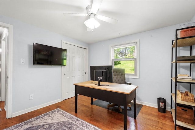 2507 Corteland Dr, Upper St Clair, PA 15241 - office space with ceiling fan, wood finished floors, and baseboards