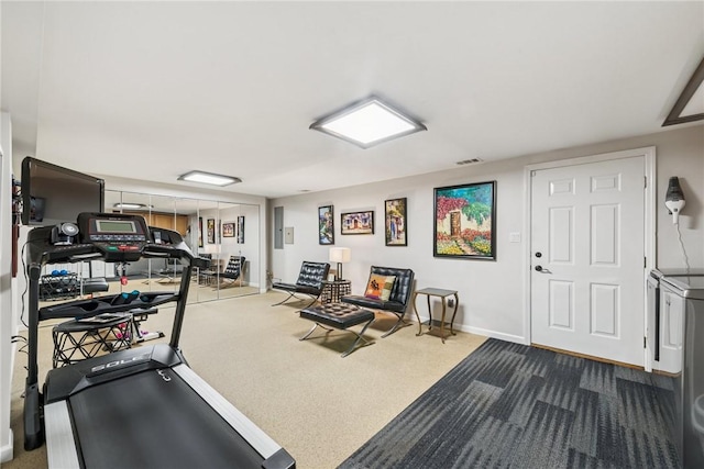 48 Waterfront Dr, Washingtons Landing, PA 15222 - exercise area featuring dark colored carpet and baseboards
