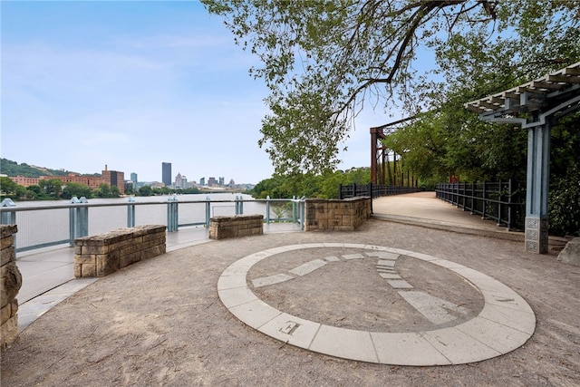 48 Waterfront Dr, Washingtons Landing, PA 15222 - view of patio / terrace featuring a view of city