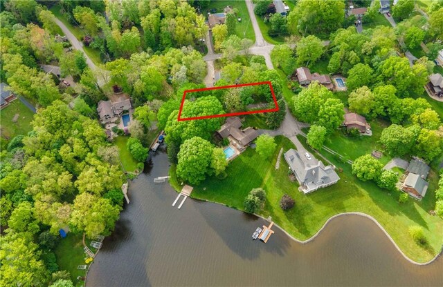 906 Aztec Trl, Coolspring Twp, PA 16137 - aerial view of property's location with property boundaries highlighted and a nearby body of water