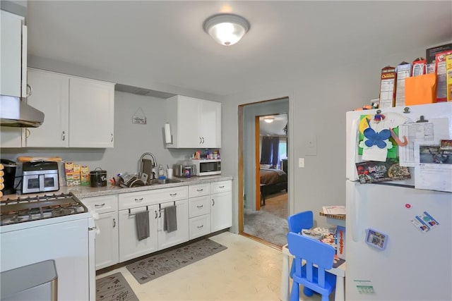 2 Sunnyside Dr, Braddock Hills, PA 15221 - kitchen featuring white appliances, a sink, white cabinetry, and light countertops