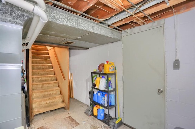 2 Sunnyside Dr, Braddock Hills, PA 15221 - unfinished below grade area with stairs and concrete block wall