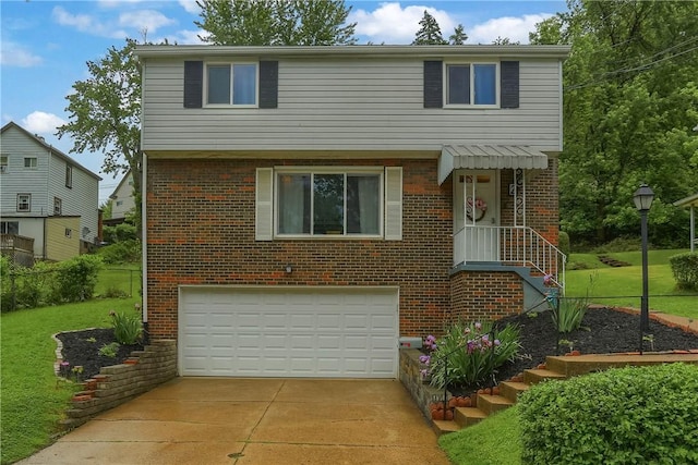 2 Sunnyside Dr, Braddock Hills, PA 15221 - view of front facade featuring an attached garage, brick siding, concrete driveway, and a front lawn