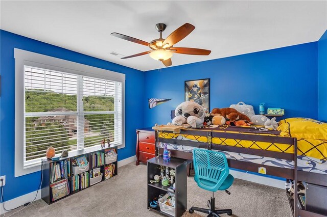 5525 Fontana Ct, Murrysville, PA 15632 - carpeted bedroom with baseboards and ceiling fan