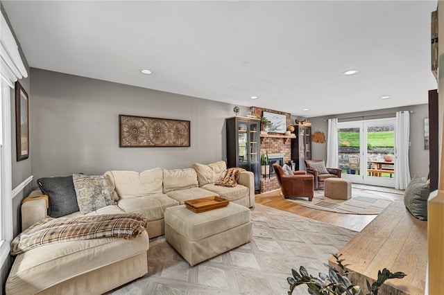 161 Ridgeview Dr, Mccandless, PA 15090 - living area with a fireplace, light wood-type flooring, and recessed lighting