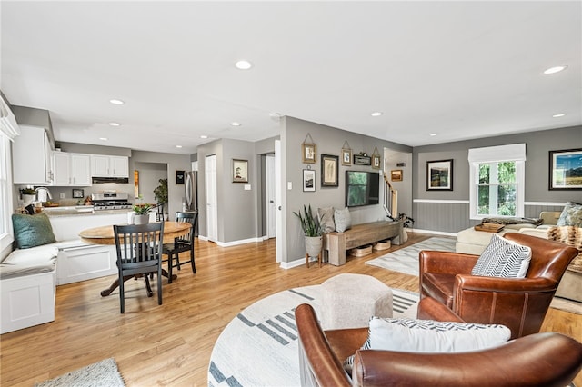 161 Ridgeview Dr, Mccandless, PA 15090 - living area featuring light wood-type flooring, recessed lighting, and wainscoting