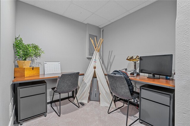 161 Ridgeview Dr, Mccandless, PA 15090 - carpeted home office featuring a paneled ceiling