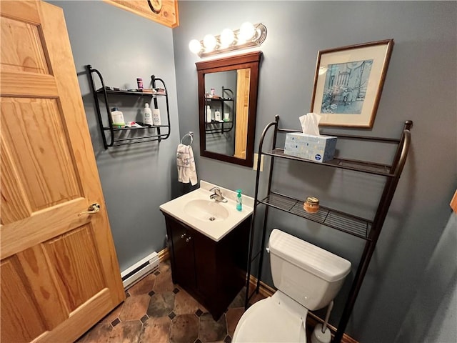 351 2nd Ave, North-Other Area, PA 16353 - half bathroom with a baseboard heating unit, vanity, and toilet