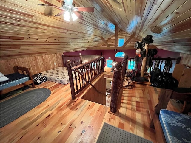 351 2nd Ave, North-Other Area, PA 16353 - bedroom with wooden walls, hardwood / wood-style floors, vaulted ceiling, and wood ceiling