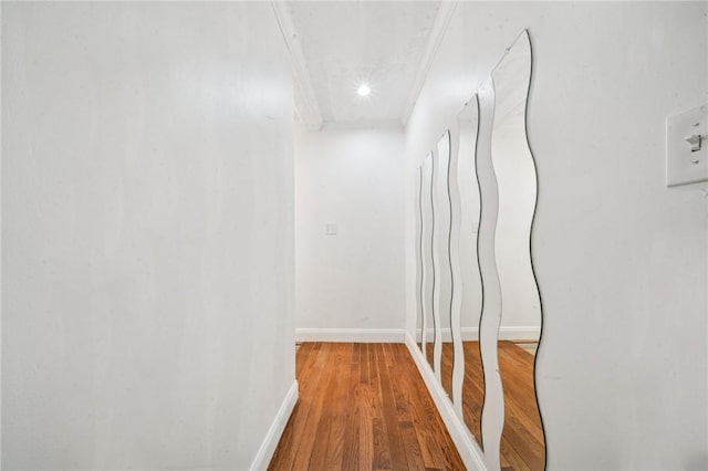 324 Orwell Way, Bloomfield, PA 15224 - hall with baseboards, wood finished floors, and crown molding