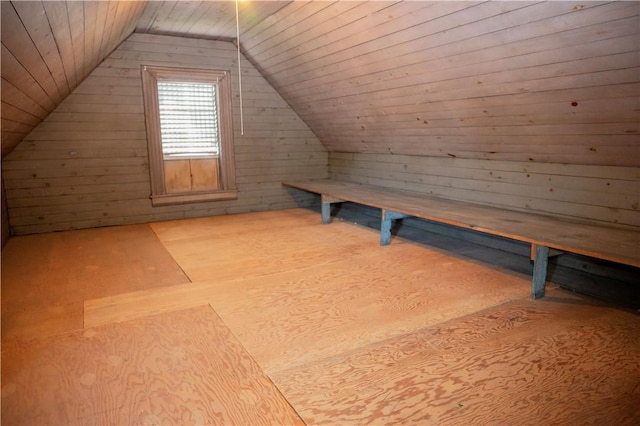 322 Garfield Ave, Mars Boro, PA 16046 - additional living space with vaulted ceiling, a sauna / steam room, wood finished floors, and wooden walls