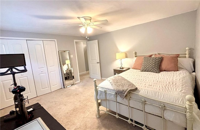 112 Bandywine, Penn Twp Wml, PA 15642 - bedroom featuring light colored carpet, a closet, a ceiling fan, and baseboards