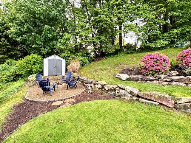 112 Bandywine, Penn Twp Wml, PA 15642 - view of green lawn with an outdoor fire pit